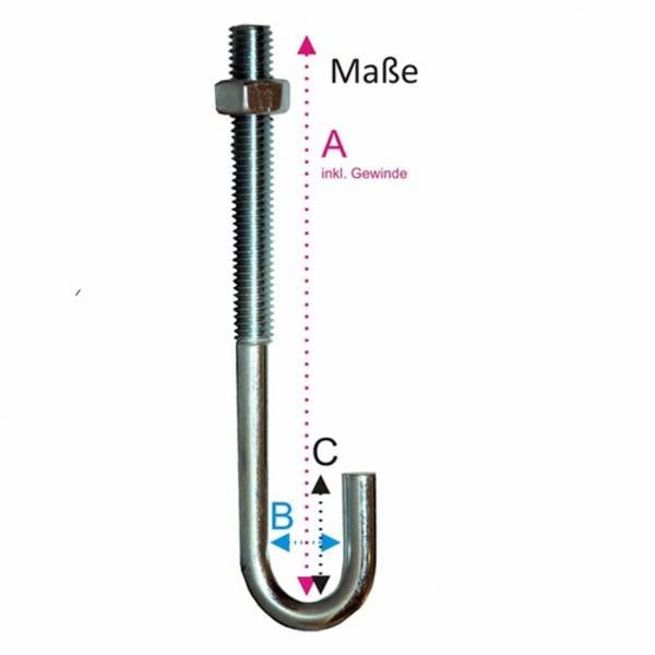 Hakenschraube M6 40/10/20 mm Stahl vz chrom Pack a 100 Stück