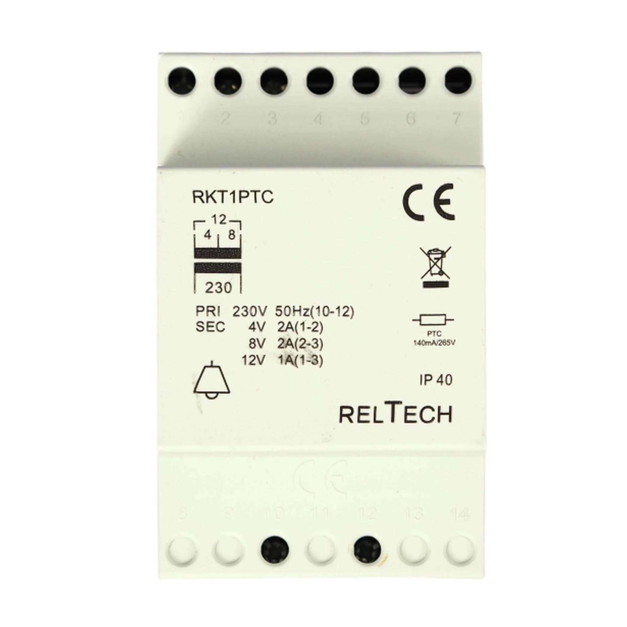 Reltech Klingel-Transformator, 230V, 4-8-12V, 2-2-1A, 1 Stk.-0