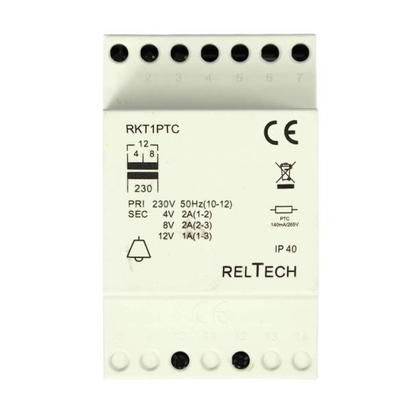 Reltech Klingel-Transformator, 230V, 4-8-12V, 2-2-1A, 1 Stk.