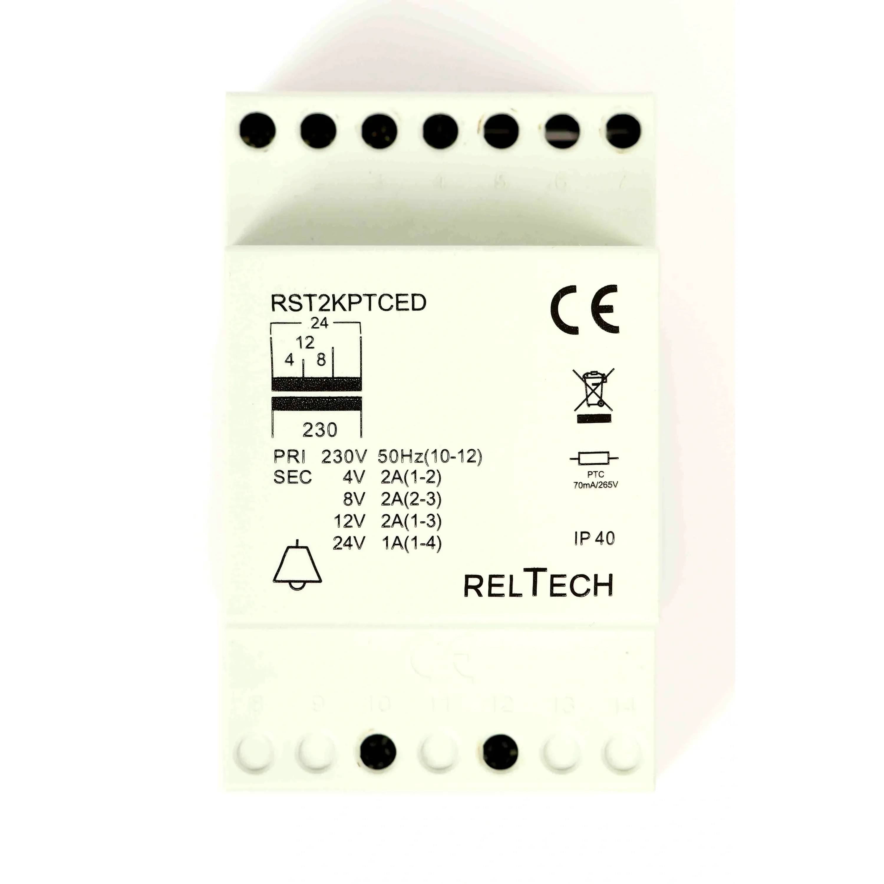 Reltech Klingel-Transformator, 230V, 4-8-12-24V, 2-2-2-1A, 1 Stk.-0