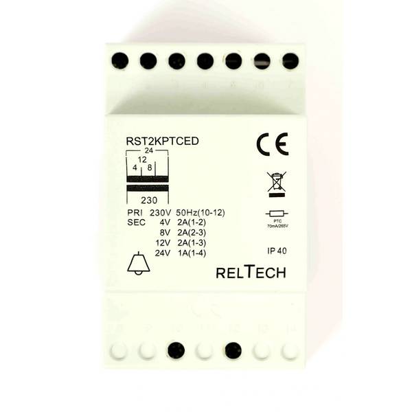 Reltech Klingel-Transformator, 230V, 4-8-12-24V, 2-2-2-1A, 1 Stk.