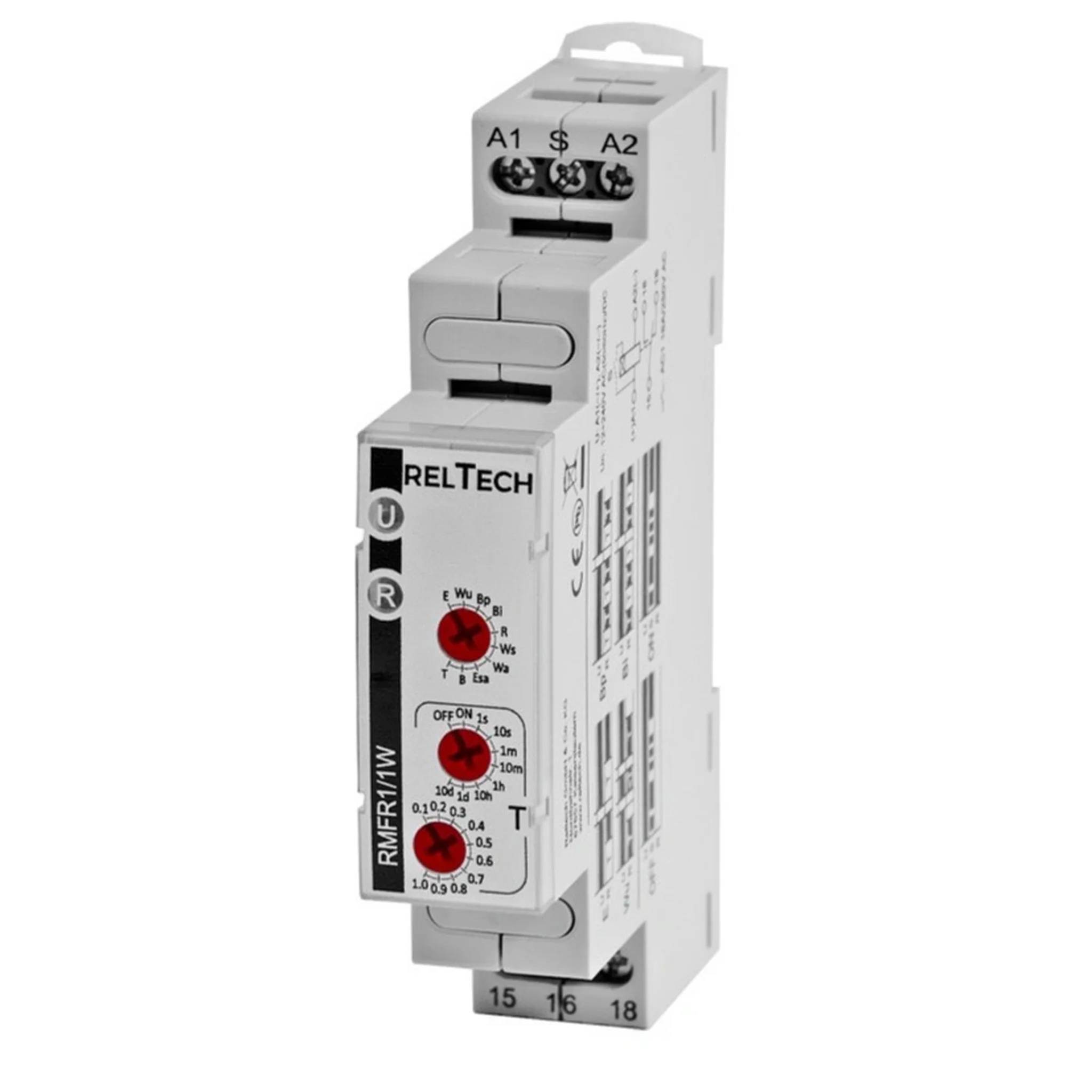Reltech Multifunktions-Zeitrelais, 10 Funktionen, 1 Wechsler, potenzialfrei, 16A/250V AC, 1 Stk.