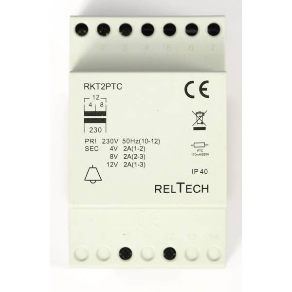 Reltech Klingel-Transformator, 230V, 4-8-12V, 2-2-2A, 1 Stk.