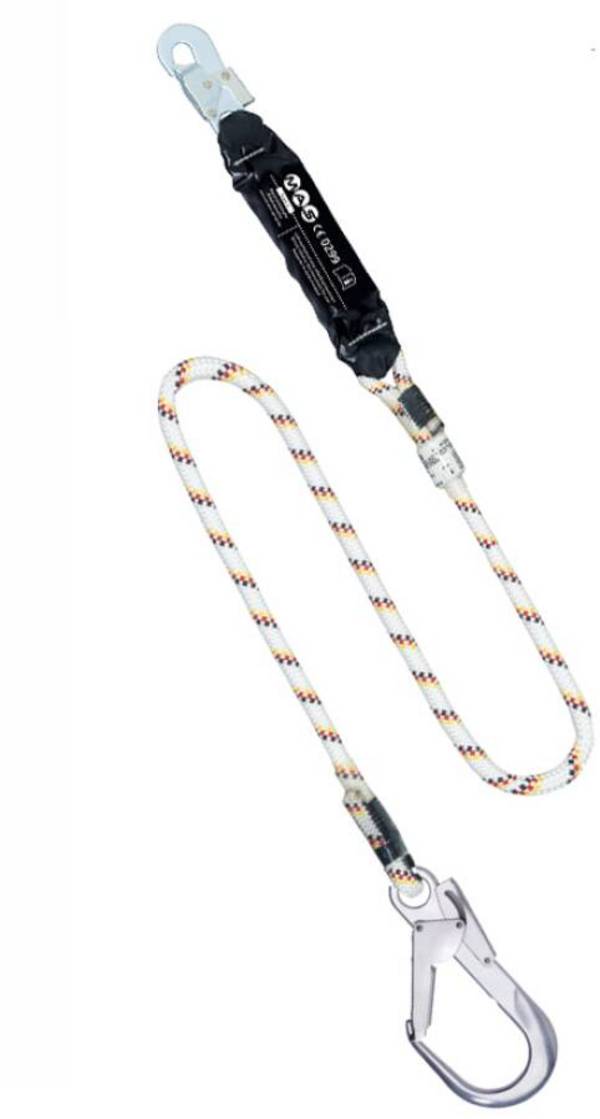 Verbindungsmittel Bandfalldämpfer MAS mit Kernmantelseil 6841102 Typ Tyger 6 Seil-Ø 16 mm Länge 2 m Ausführung Haken MAS