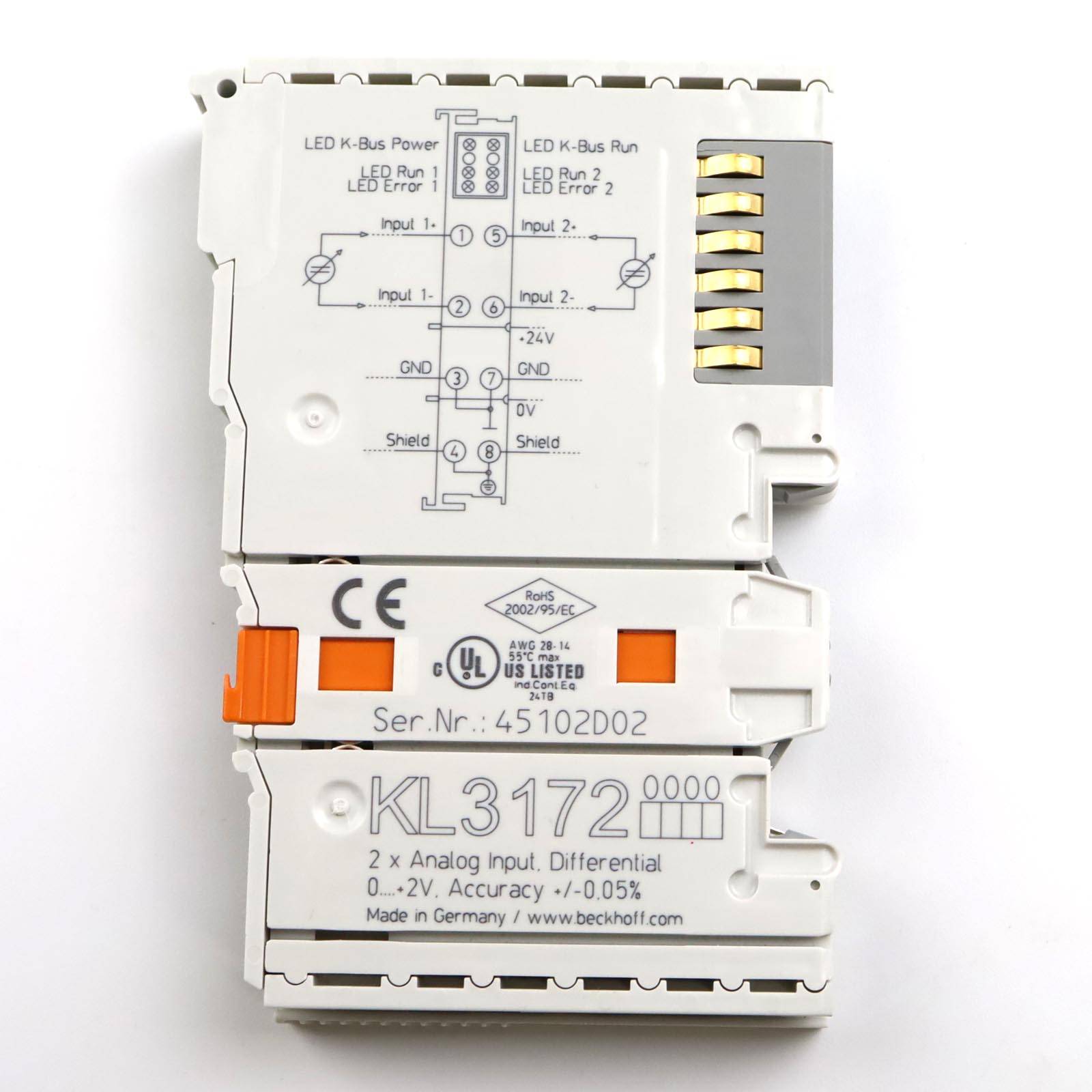 Beckhoff KL3172, Busklemme, 2-Kanal-Analog-Eingang, Spannung, 0…2 V, 16 Bit, differentiell, hochpräzise-1