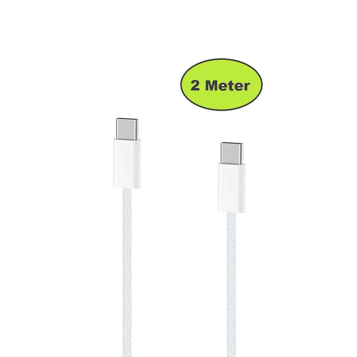 USB-C auf USB-C Ladekabel, 2 m, weiß – geflochtenes Gewebekabel-1