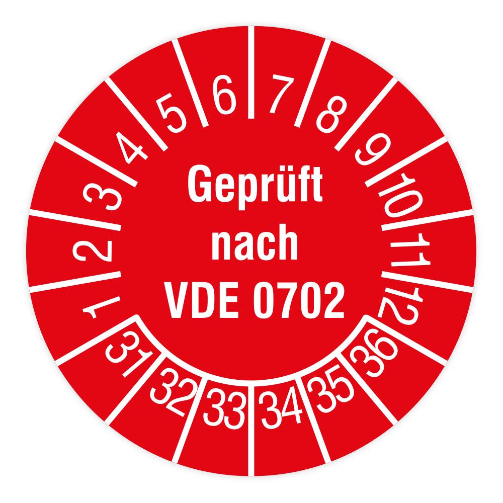 Prüfplakette, Geprüft nach VDE 0702, 2031 - 2036, Standardfolie, Ø 15 mm, 160/Heft-0