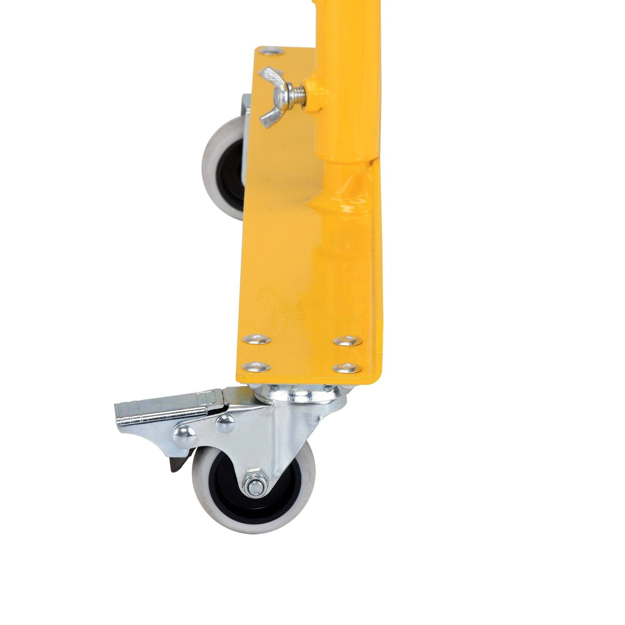 Scherengitter, mobile Fußplatte, Sperrpfosten Ø 60mm, ausziehbar bis 3,6 m, gelb/schwarz-1