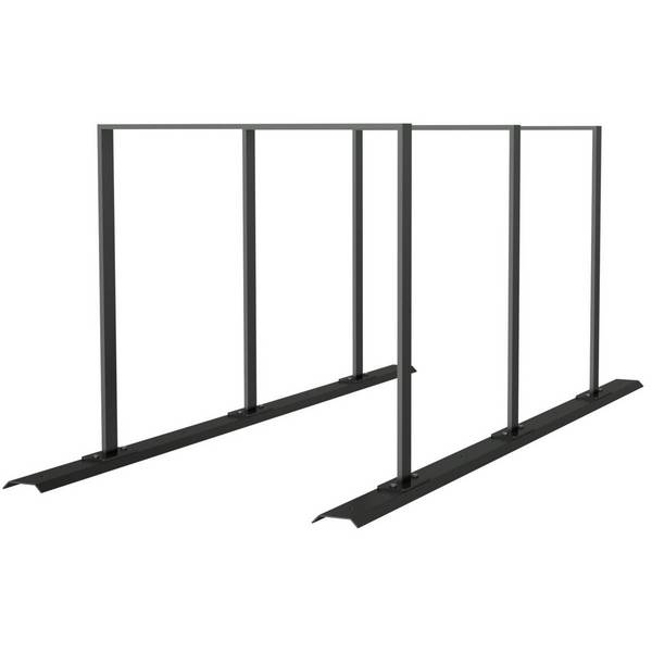 Anlehnbügel Schienensystem, 3 Bügel Flachstahl 50x12 mm, 2100x800mm (LxB), zum Aufschrauben, grau