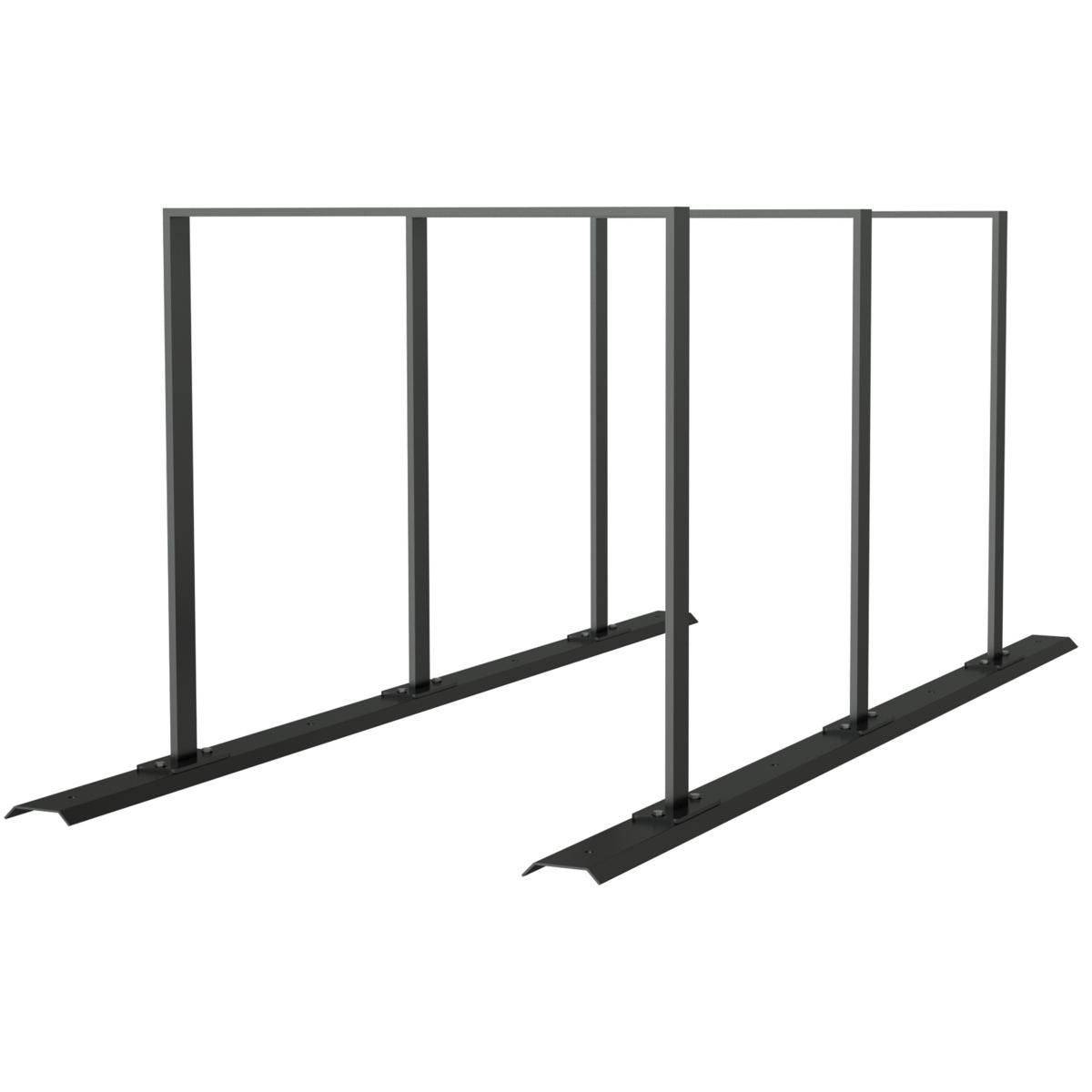Anlehnbügel Schienensystem, 3 Bügel Flachstahl 50x12 mm, 2100x800mm (LxB), zum Aufschrauben, grau-0