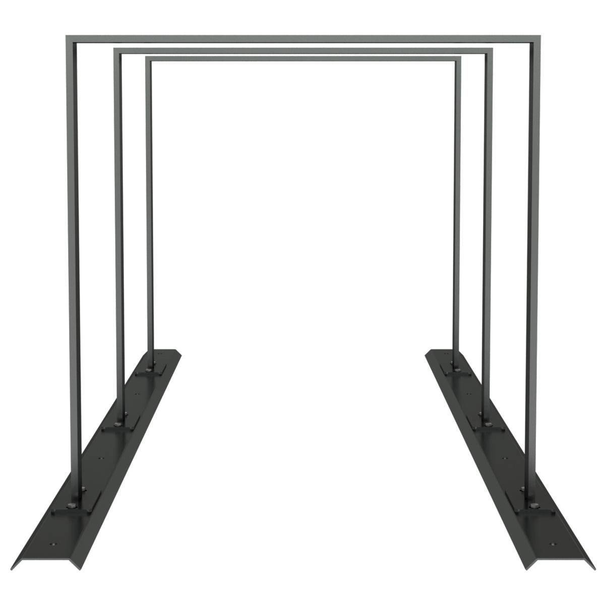 Anlehnbügel Schienensystem, 3 Bügel Flachstahl 50x12 mm, 2100x800mm (LxB), zum Aufschrauben, grau-2