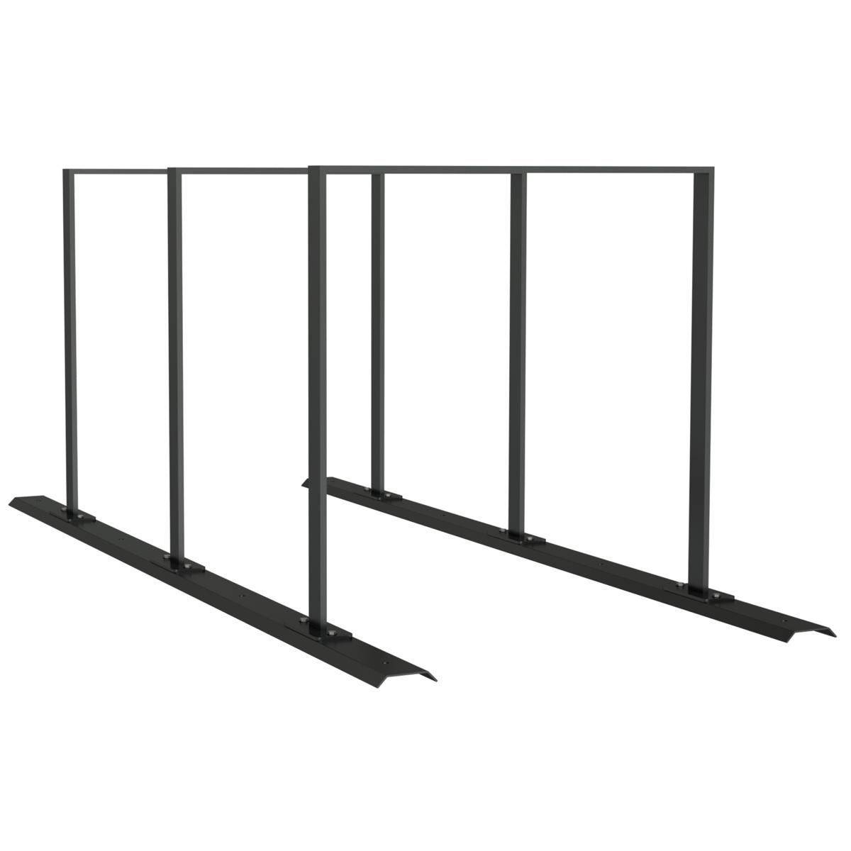Anlehnbügel Schienensystem, 3 Bügel Flachstahl 50x12 mm, 2100x800mm (LxB), zum Aufschrauben, grau-3