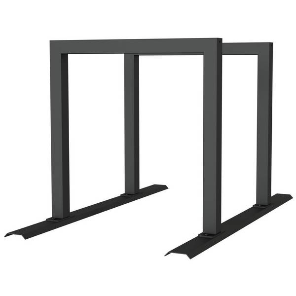 Anlehnbügel Schienensystem, 2 Bügel Stahlrohr 60x60 mm, 1400x800mm (LxB), zum Aufschrauben, grau