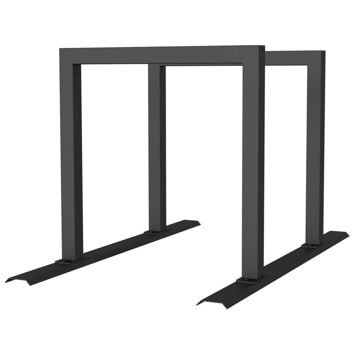 Anlehnbügel Schienensystem, 2 Bügel Stahlrohr 60x60 mm, 1400x800mm (LxB), zum Aufschrauben, grau-0