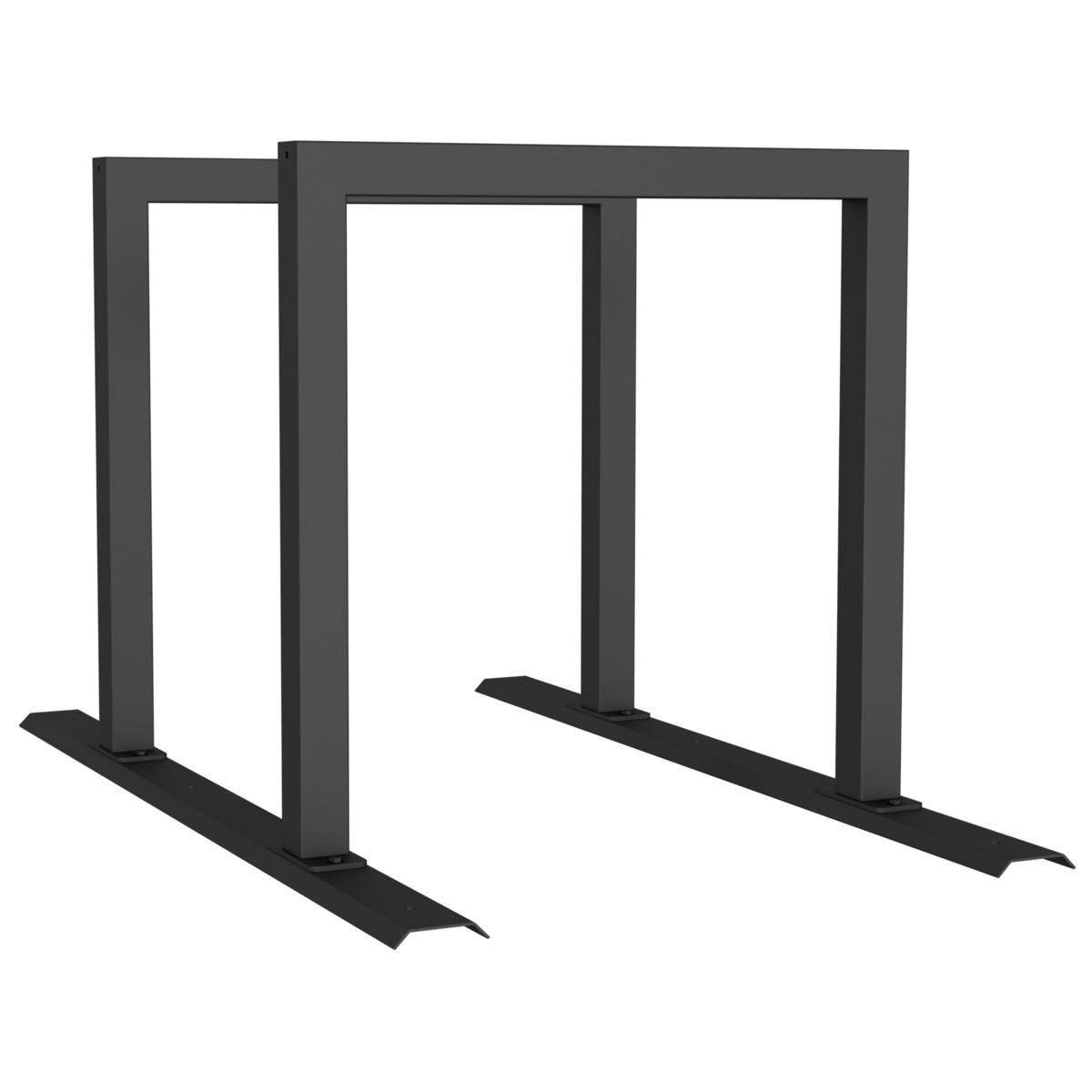 Anlehnbügel Schienensystem, 2 Bügel Stahlrohr 60x60 mm, 1400x800mm (LxB), zum Aufschrauben, grau-3