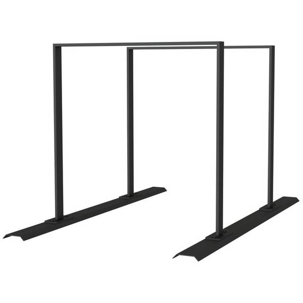 Anlehnbügel Schienensystem, 2 Bügel Flachstahl 50x12 mm, 1400x800mm (LxB), zum Aufschrauben, grau