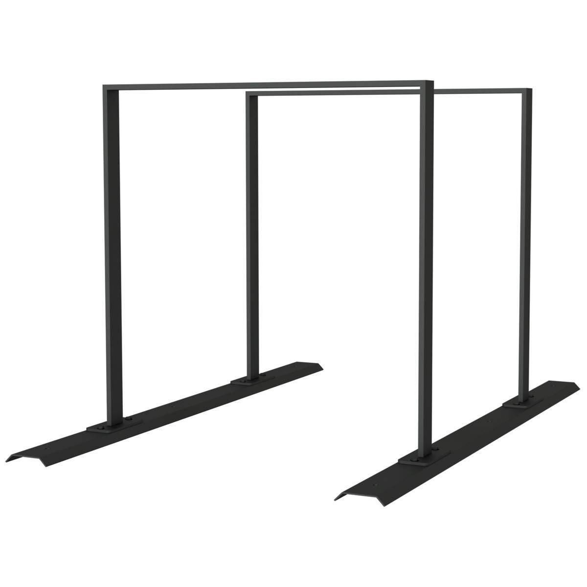Anlehnbügel Schienensystem, 2 Bügel Flachstahl 50x12 mm, 1400x800mm (LxB), zum Aufschrauben, grau-0