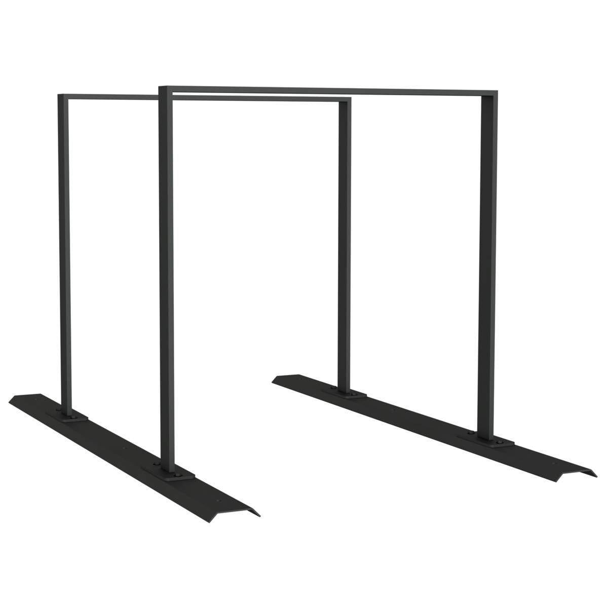 Anlehnbügel Schienensystem, 2 Bügel Flachstahl 50x12 mm, 1400x800mm (LxB), zum Aufschrauben, grau-3