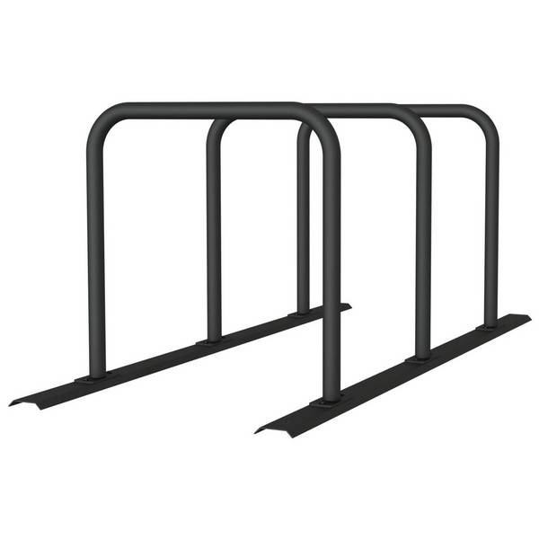 Anlehnbügel Schienensystem, 3 Bügel Stahlrohr Ø48 mm, 2100x800mm (LxB), zum Aufschrauben, grau
