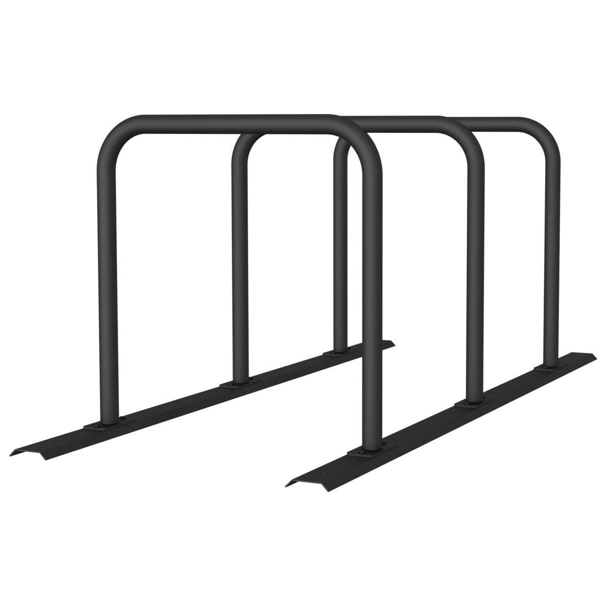 Anlehnbügel Schienensystem, 3 Bügel Stahlrohr Ø48 mm, 2100x800mm (LxB), zum Aufschrauben, grau-0