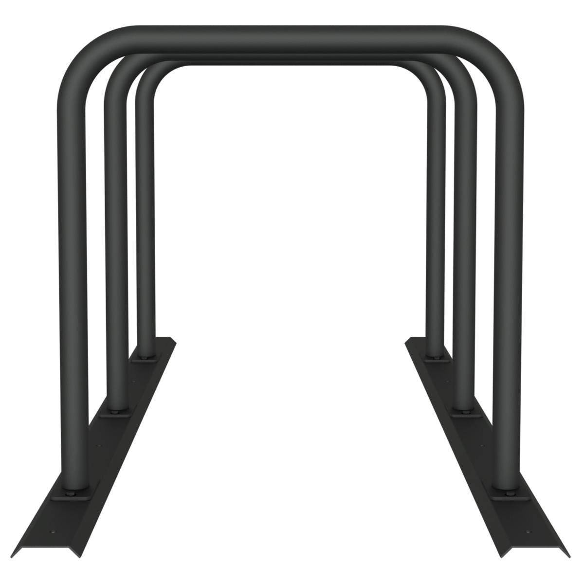 Anlehnbügel Schienensystem, 3 Bügel Stahlrohr Ø48 mm, 2100x800mm (LxB), zum Aufschrauben, grau-3