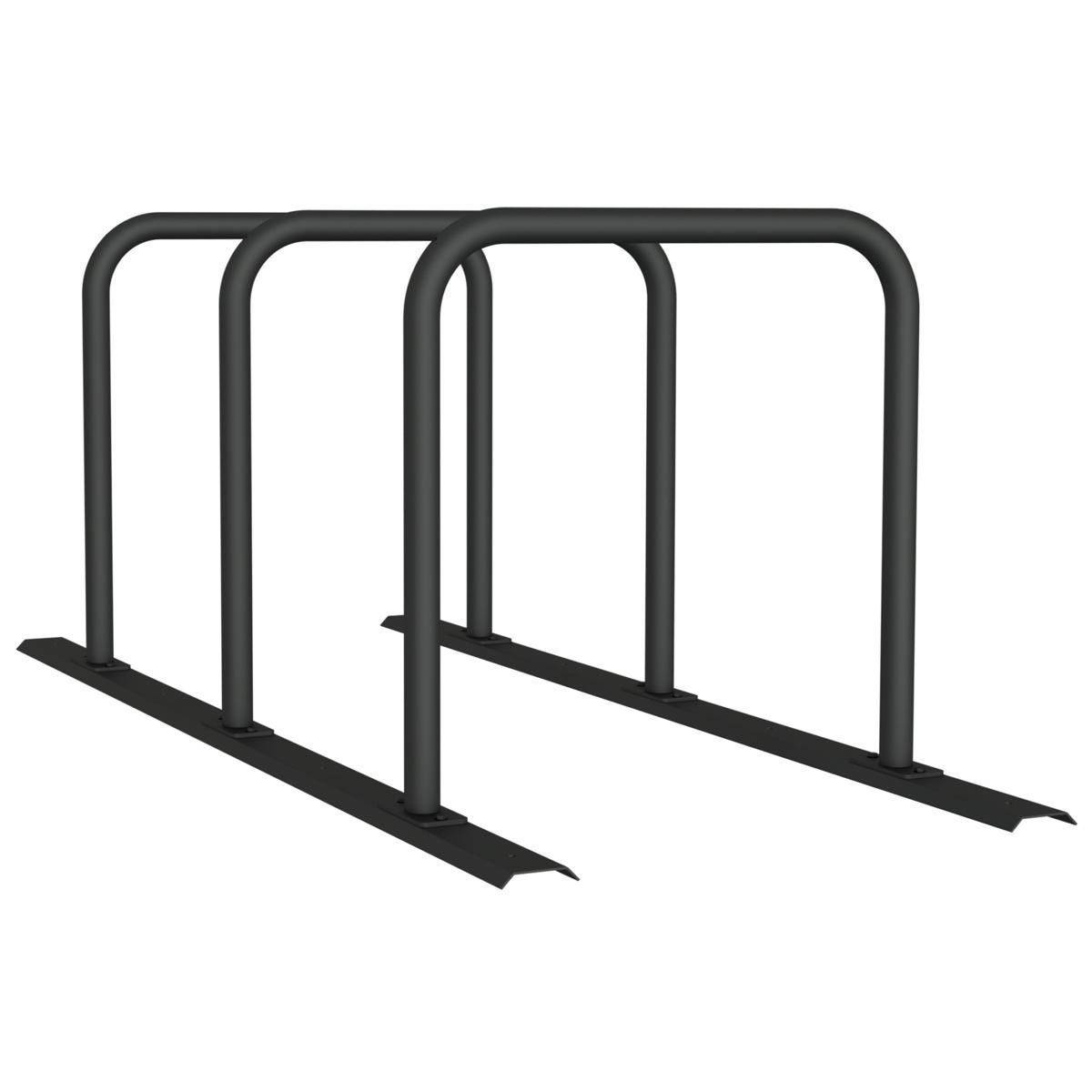 Anlehnbügel Schienensystem, 3 Bügel Stahlrohr Ø48 mm, 2100x800mm (LxB), zum Aufschrauben, grau-4