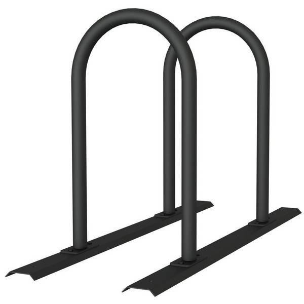 Anlehnbügel Schienensystem, 2 Bügel Rundrohr Ø48 mm, 1400x460mm (LxB), zum Aufschrauben, grau