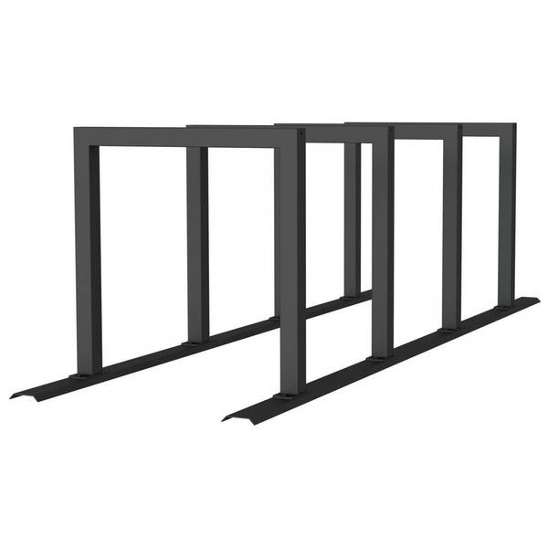 Anlehnbügel Schienensystem, 4 Bügel Stahlrohr 60x60 mm, 2800x800mm (LxB), zum Aufschrauben, grau