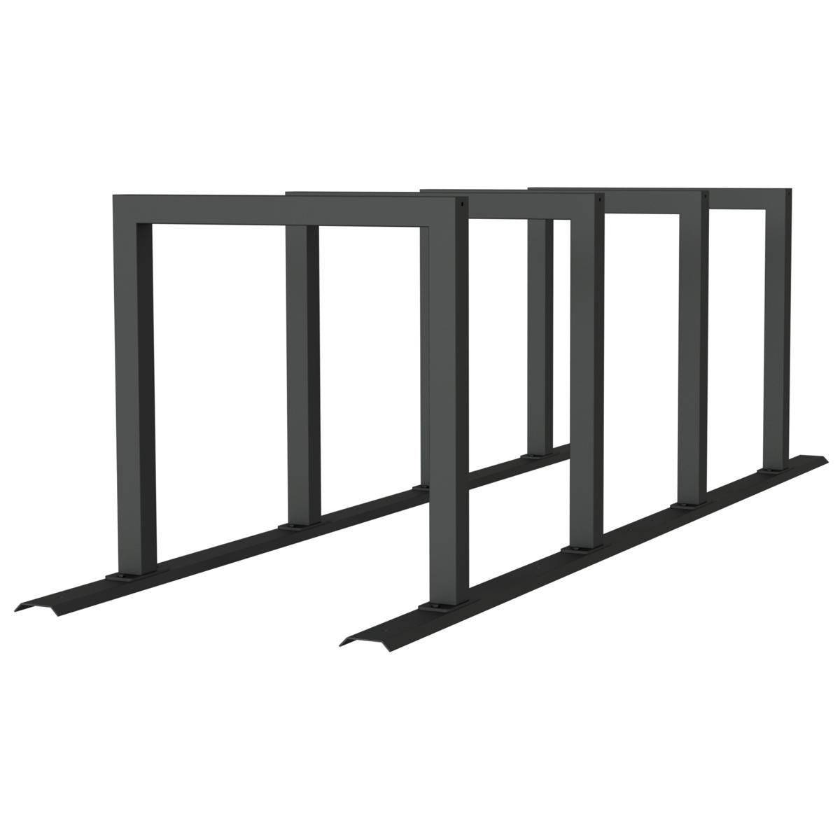 Anlehnbügel Schienensystem, 4 Bügel Stahlrohr 60x60 mm, 2800x800mm (LxB), zum Aufschrauben, grau-0