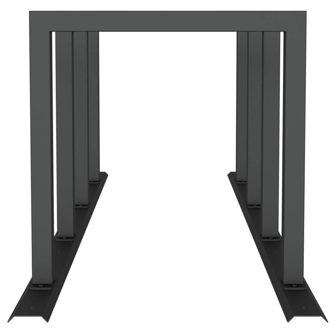 Anlehnbügel Schienensystem, 4 Bügel Stahlrohr 60x60 mm, 2800x800mm (LxB), zum Aufschrauben, grau-2