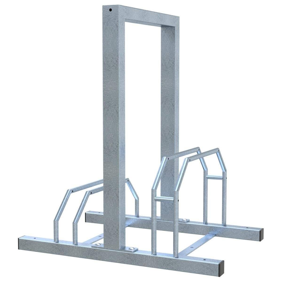 Fahrradständer mit Anlehnbügel, 700mm, Hoch-/ Tiefstellung, beidseitig, 2 Plätze, feuerverzinkt-0