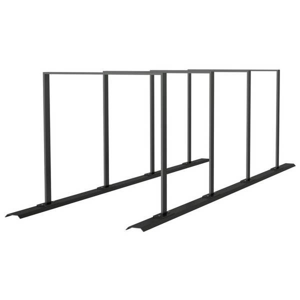 Anlehnbügel Schienensystem, 4 Bügel Flachstahl 50x12 mm, 2800x800mm (LxB), zum Aufschrauben, grau