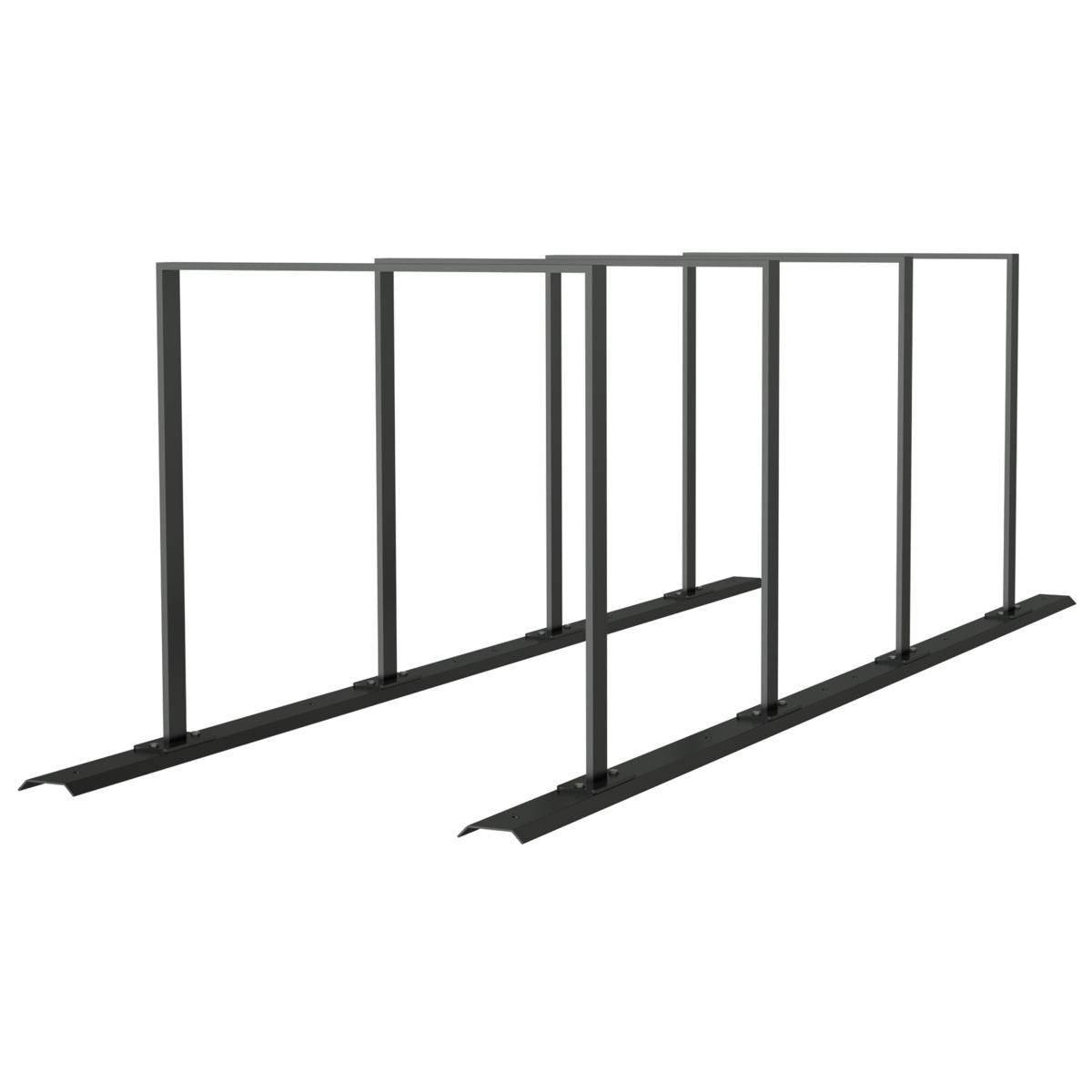 Anlehnbügel Schienensystem, 4 Bügel Flachstahl 50x12 mm, 2800x800mm (LxB), zum Aufschrauben, grau-0