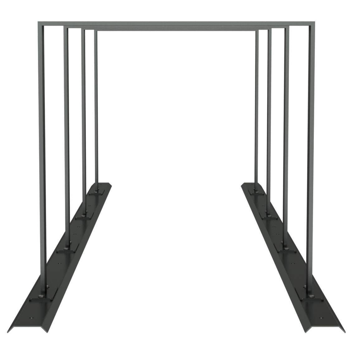 Anlehnbügel Schienensystem, 4 Bügel Flachstahl 50x12 mm, 2800x800mm (LxB), zum Aufschrauben, grau-2