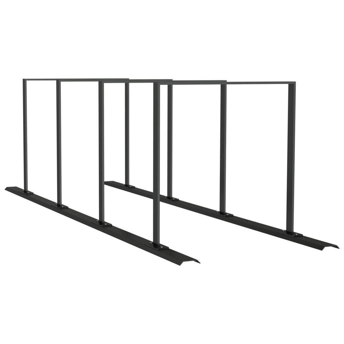 Anlehnbügel Schienensystem, 4 Bügel Flachstahl 50x12 mm, 2800x800mm (LxB), zum Aufschrauben, grau-3