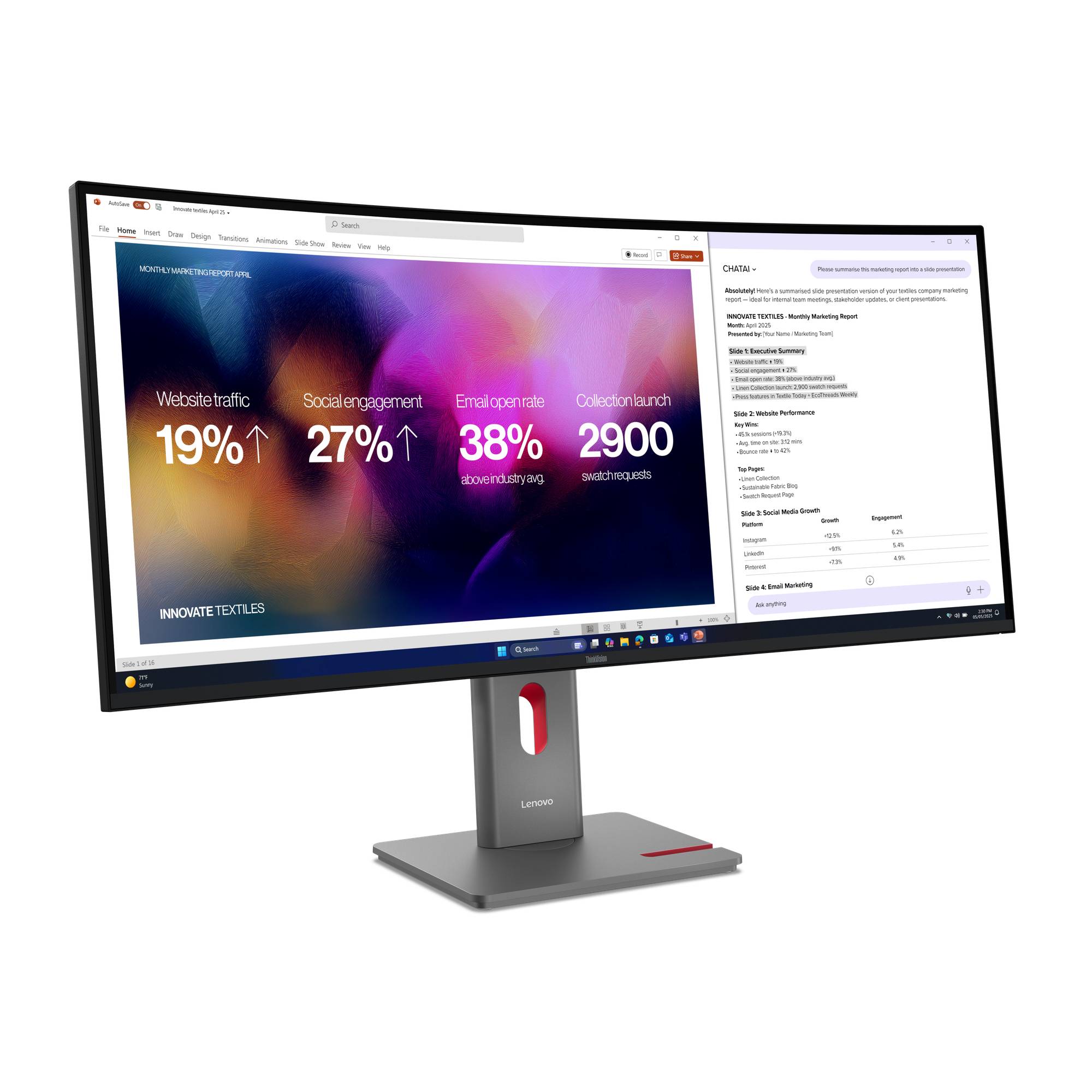 Lenovo ThinkVision P40WD-40 WUHD Curved Monitor 100,8 cm (39,7"")-1