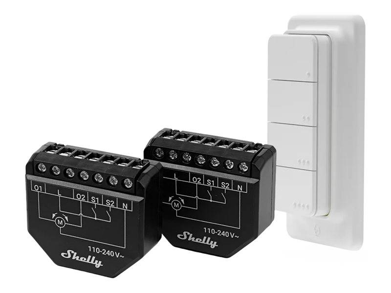 Shelly Rollladen Steuerung - kabellos - Wi-Fi, Bluetooth - mit Shelly Blu RC Button 4 (Packung mit 2)