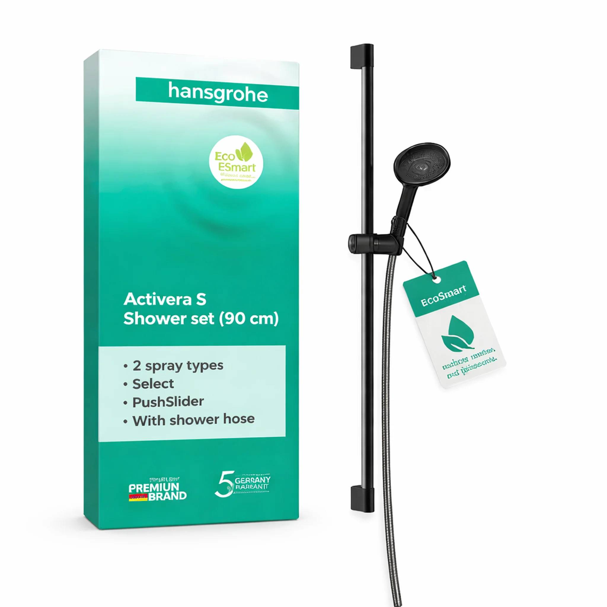 hansgrohe Brauseset Activera Select S 95 2jet EcoSmart mit Brausestange 90cm, Mattschwarz, 1 Stk.-0