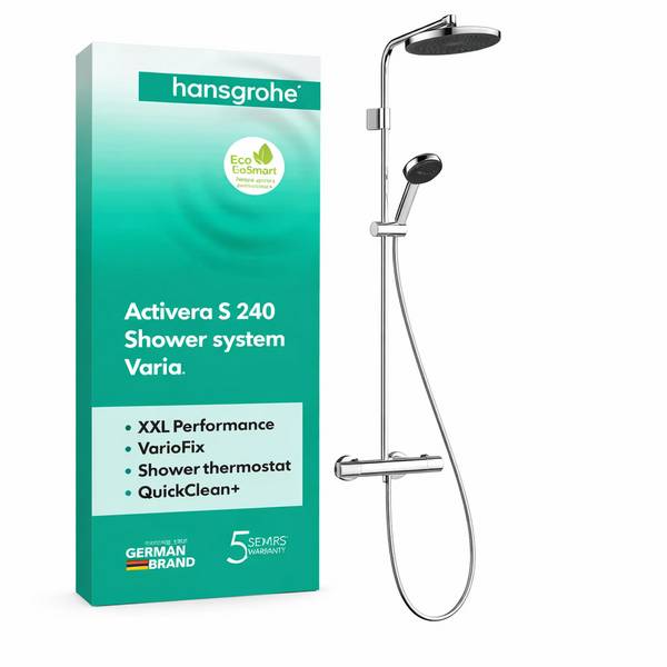 hansgrohe Activera S Showerpipe 240 1jet EcoSmart mit Ecostat Fine Varia, Chrom