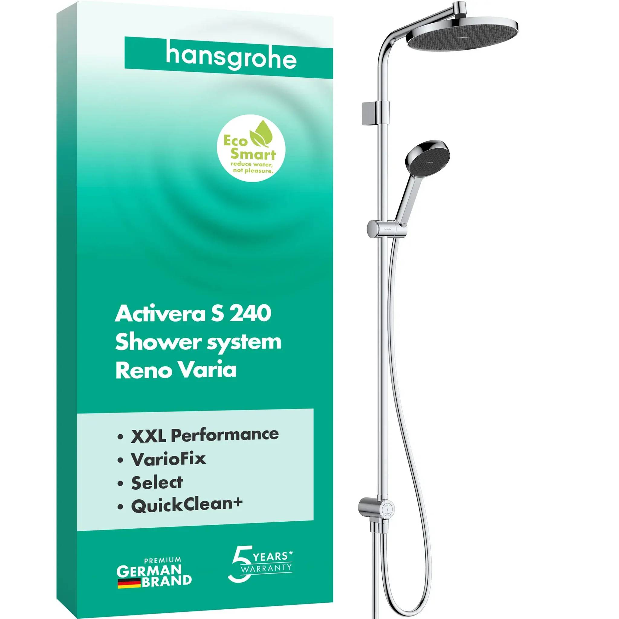hansgrohe Activera S Showerpipe 240 1jet EcoSmart Reno Varia, Chrom-0