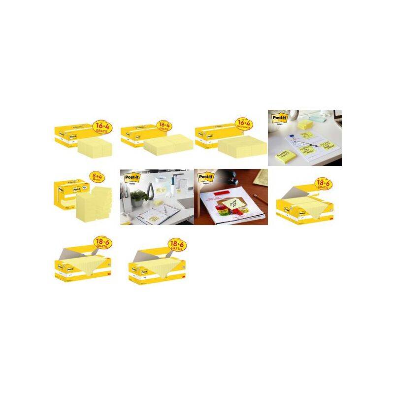 Post-it Haftnotizen notes, 127 x 76 mm, gelb, 16 + 4 gratis-0
