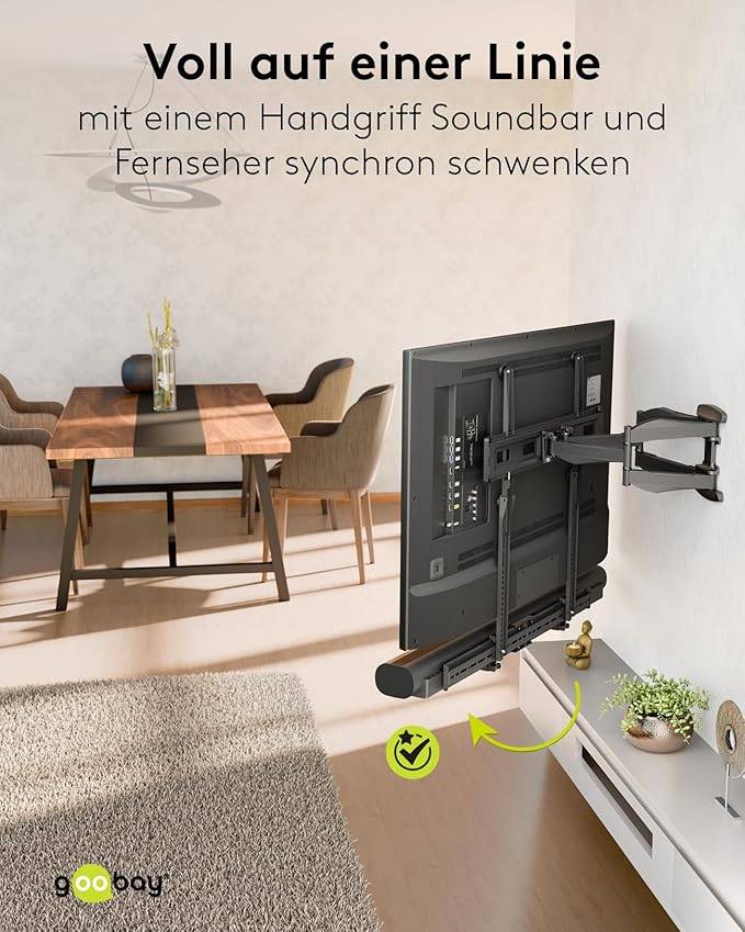 Goobay 70828 Universal Soundbar-Halterung für TV & Wand, VESA bis 800x400, bis 15 kg, Tiefenverstellbar, Schwarz-5