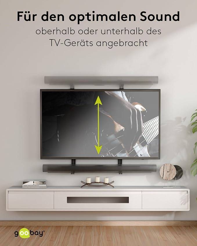 Goobay 70828 Universal Soundbar-Halterung für TV & Wand, VESA bis 800x400, bis 15 kg, Tiefenverstellbar, Schwarz-6