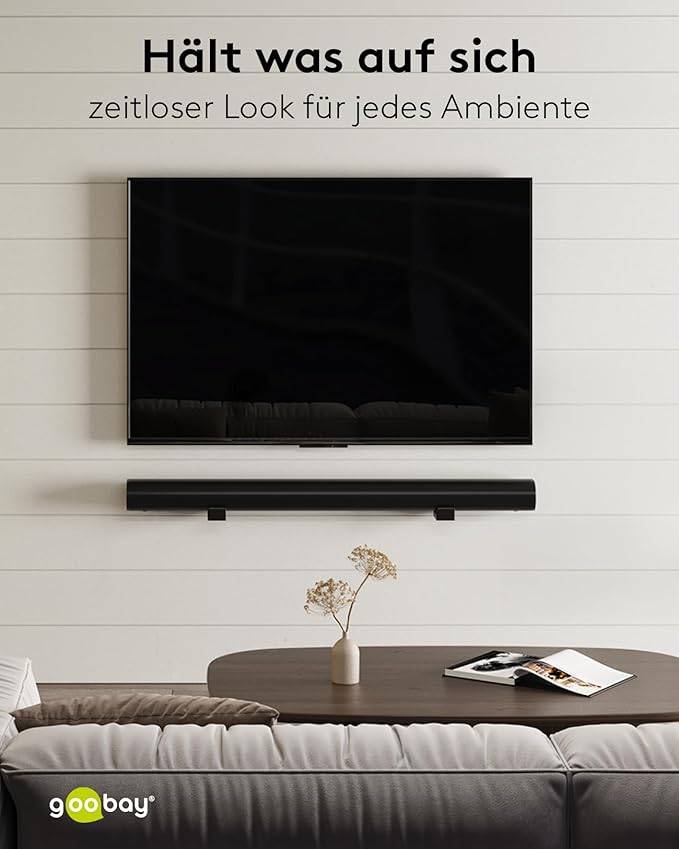 Goobay 70827 Universal Soundbar-Wandhalterung, tiefenverstellbar 90-154 mm, bis 15 kg Traglast, Schwarz-5