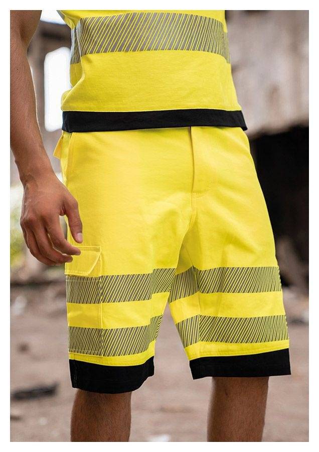 Warnschutz Shorts EOS, mit schwarzen Partien, Signal-Gelb/Schwarz, Größe 48-3
