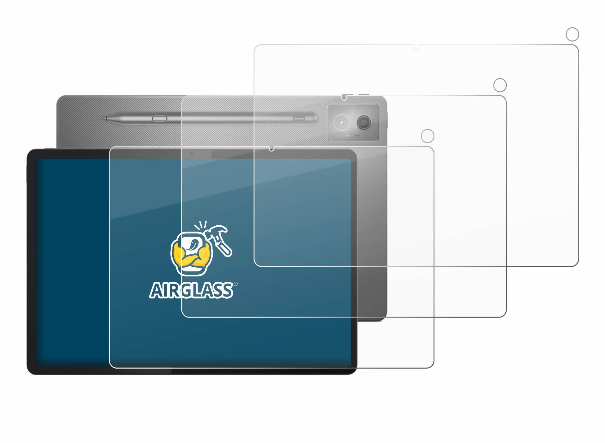 3x BROTECT Schutzglas für Lenovo Idea Tab Pro 12.7" (Display+Kamera) Schutzfolie Panzer Folie Glas Display Schutz klar-3