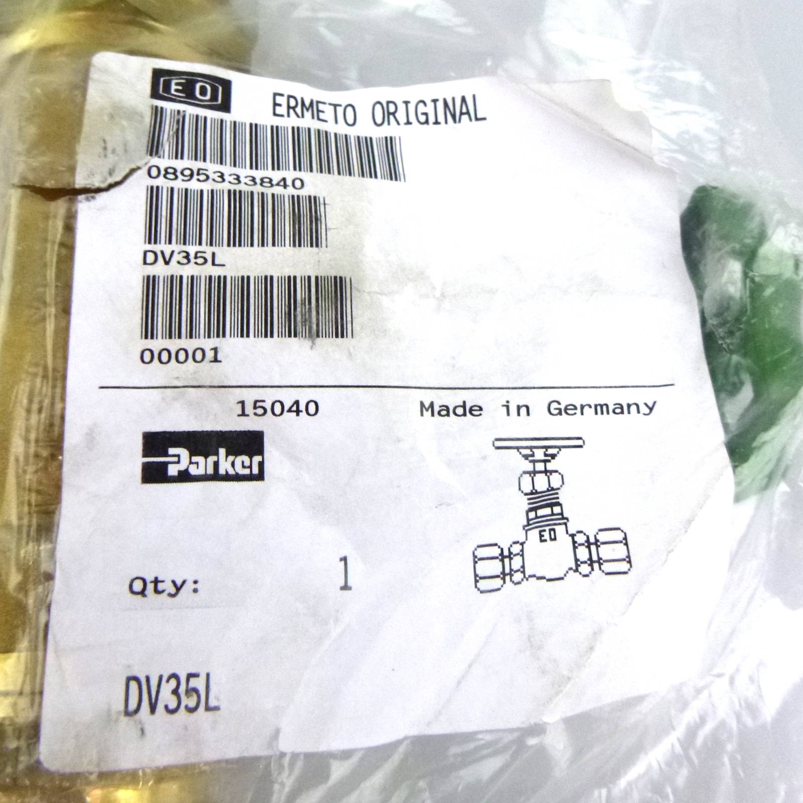 Parker Durchgangsventil DV35L OVP-1