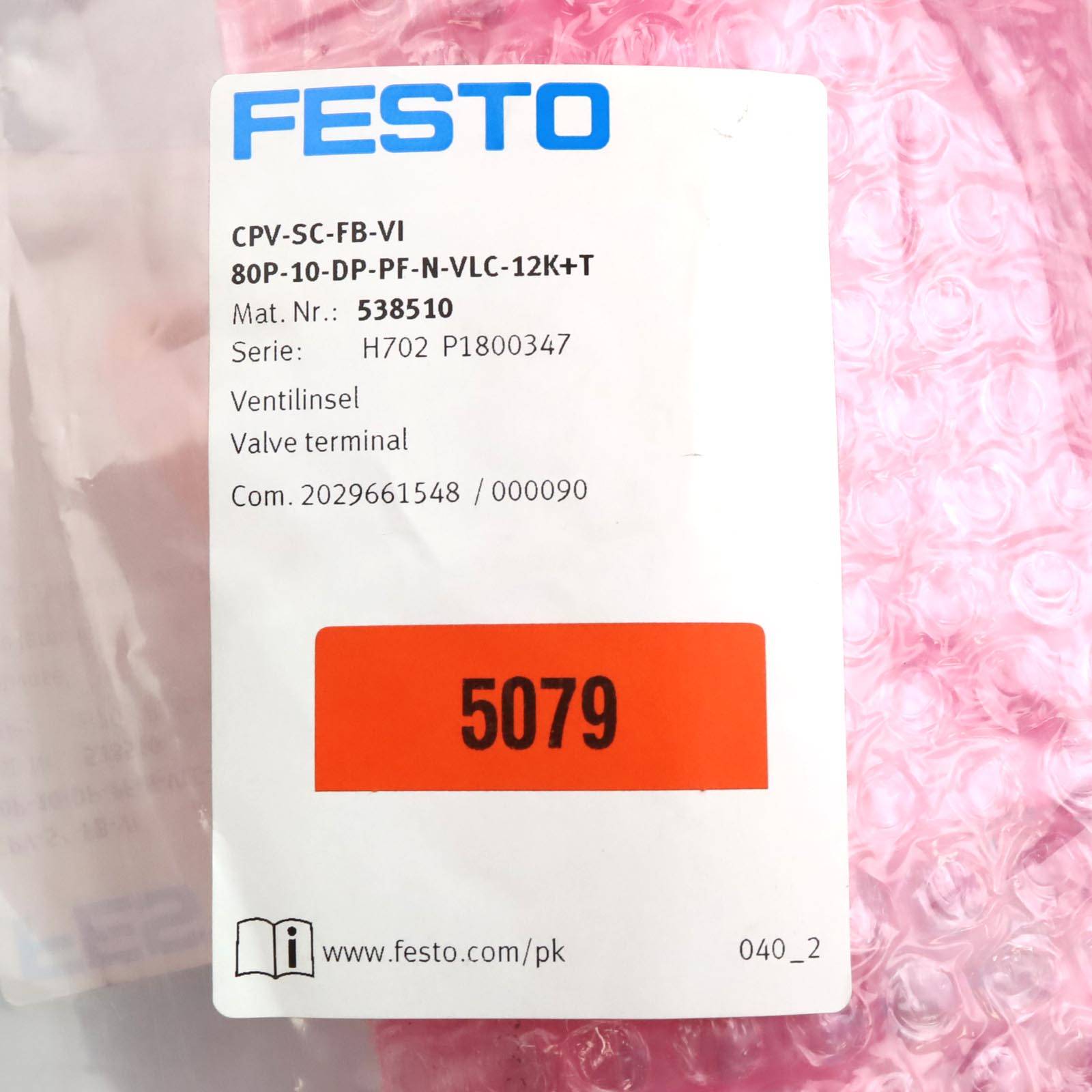 Festo Ventilinsel CPV-SC-FB-VI 80P-10-DP-PF-N-VLC-12K+T 538510 OVP-1