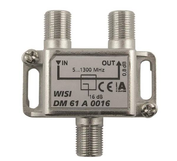 WISI 1-fach Abzweiger DM61A0016 5-1300MHz 16dB Klasse A (+10dB) Install.Baumaterial Antennen
