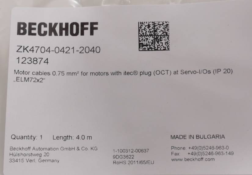 Beckhoff Motoranschlussleitung 4m | ZK4704-0421-2040-2